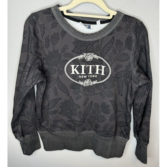 Kith Kids Sweatshirt Large Grey Gray Logo 10/12 Long Sleeve Fleece Pullover